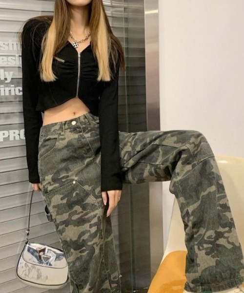 「a lot of love」 デニムパンツ M カーキ レディース_画像7