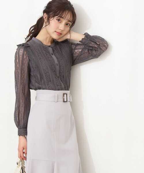 「PROPORTION BODY DRESSING」 長袖ブラウス MEDIUM ダークグレー レディース_画像2