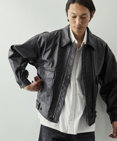 ブルゾン アウター 「YOKE for KEY TIMEZ/ヨーク」別注 Leather Flight Jacket メンズの画像