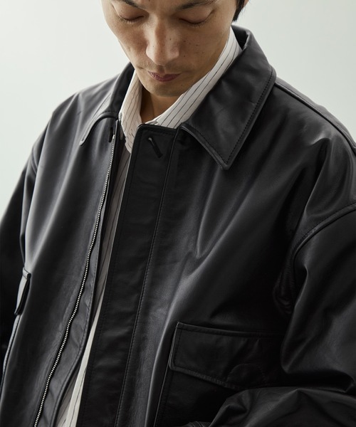 ブルゾン アウター 「YOKE for KEY TIMEZ/ヨーク」別注 Leather Flight Jacket メンズの画像