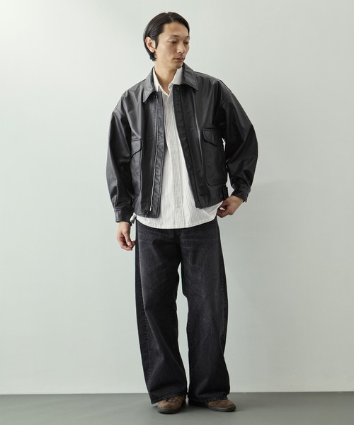ブルゾン アウター 「YOKE for KEY TIMEZ/ヨーク」別注 Leather Flight Jacket メンズの画像