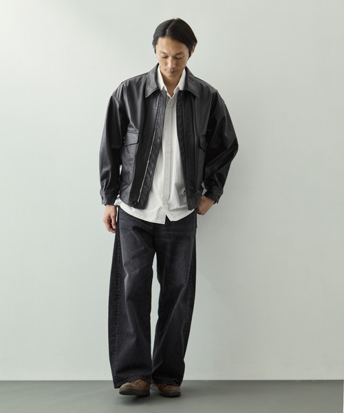 ブルゾン アウター 「YOKE for KEY TIMEZ/ヨーク」別注 Leather Flight Jacket メンズの画像