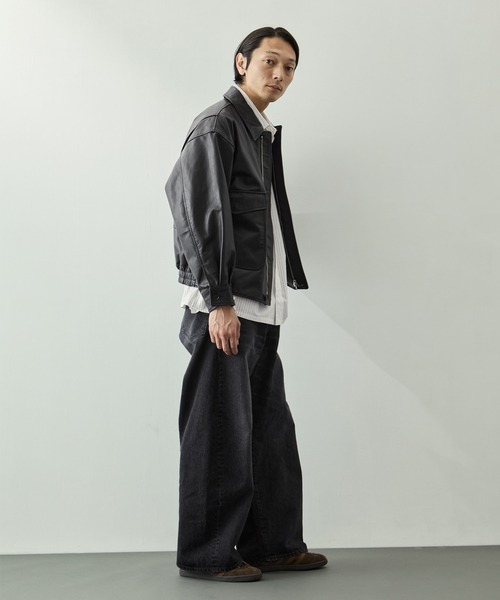 ブルゾン アウター 「YOKE for KEY TIMEZ/ヨーク」別注 Leather Flight Jacket メンズの画像