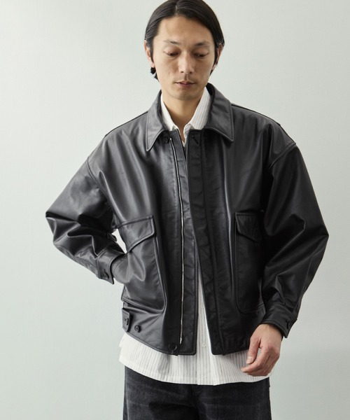 ブルゾン アウター 「YOKE for KEY TIMEZ/ヨーク」別注 Leather Flight Jacket メンズの画像