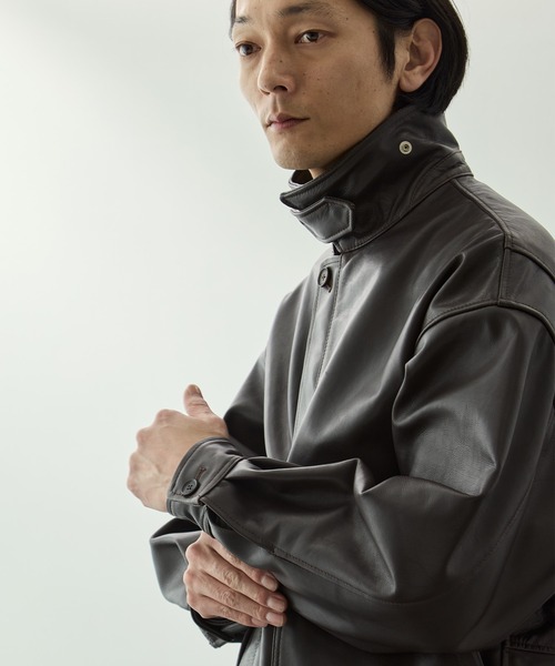 ブルゾン アウター 「YOKE for KEY TIMEZ/ヨーク」別注 Leather Flight Jacket メンズの画像