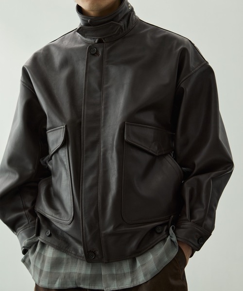 ブルゾン アウター 「YOKE for KEY TIMEZ/ヨーク」別注 Leather Flight Jacket メンズの画像