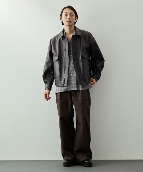 ブルゾン アウター 「YOKE for KEY TIMEZ/ヨーク」別注 Leather Flight Jacket メンズの画像