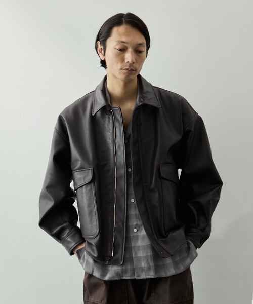 ブルゾン アウター 「YOKE for KEY TIMEZ/ヨーク」別注 Leather Flight Jacket メンズの画像