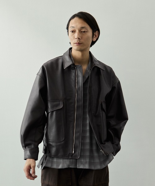 ブルゾン アウター 「YOKE for KEY TIMEZ/ヨーク」別注 Leather Flight Jacket メンズの画像