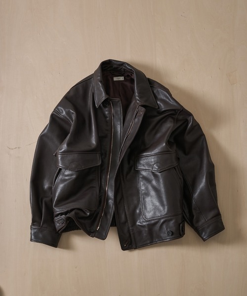 ブルゾン アウター 「YOKE for KEY TIMEZ/ヨーク」別注 Leather Flight Jacket メンズの画像