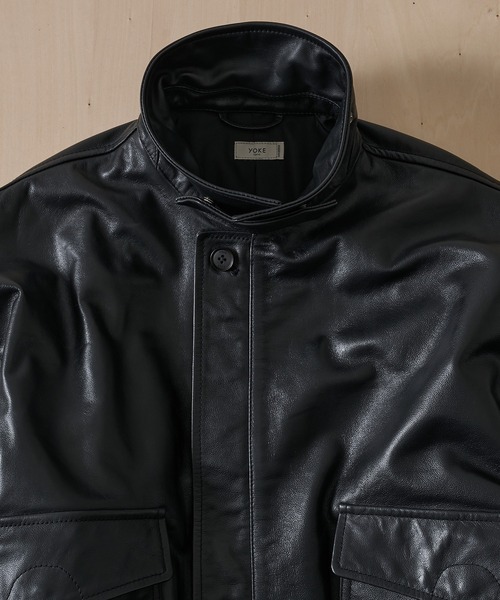 ブルゾン アウター 「YOKE for KEY TIMEZ/ヨーク」別注 Leather Flight Jacket メンズの画像