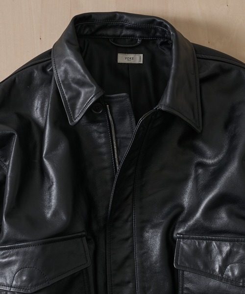 ブルゾン アウター 「YOKE for KEY TIMEZ/ヨーク」別注 Leather Flight Jacket メンズの画像