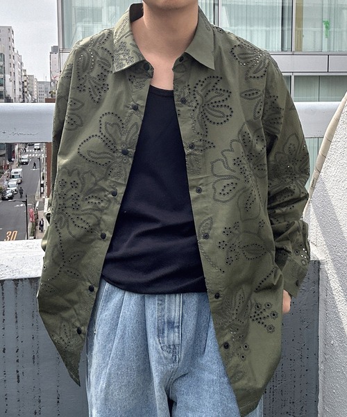 「CREARE -LINO-」 長袖シャツ M カーキ メンズ_画像7