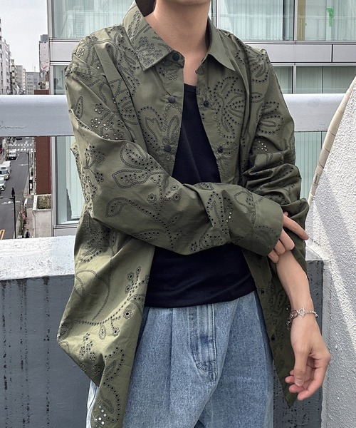 「CREARE -LINO-」 長袖シャツ M カーキ メンズ_画像8