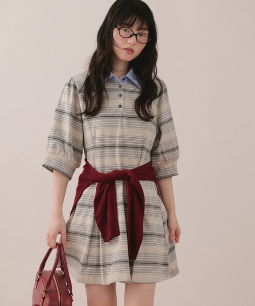 MARK & LONA ストライプポロワンピース loin nuit ワンピース striped polo onepiece / ストライプポロ