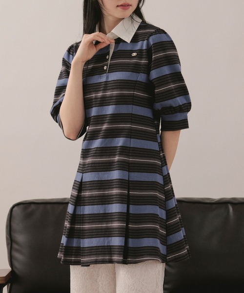 loin nuit ワンピース striped polo onepiece / ストライプポロ