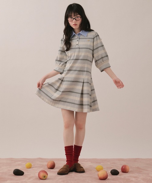 MARK & LONA ストライプポロワンピース loin nuit ワンピース striped polo onepiece / ストライプポロ