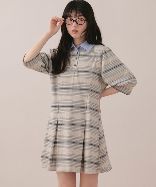 MARK & LONA ストライプポロワンピース loin nuit ワンピース striped polo onepiece / ストライプポロ