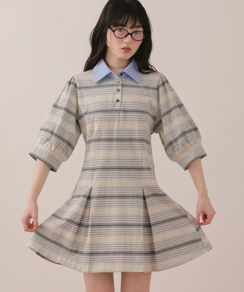 loin nuit ワンピース striped polo onepiece / ストライプポロ