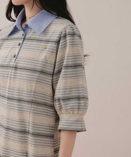 loin nuit ワンピース striped polo onepiece / ストライプポロ