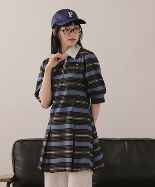 MARK & LONA ストライプポロワンピース loin nuit ワンピース striped polo onepiece / ストライプポロ