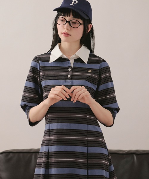 loin nuit ワンピース striped polo onepiece / ストライプポロ