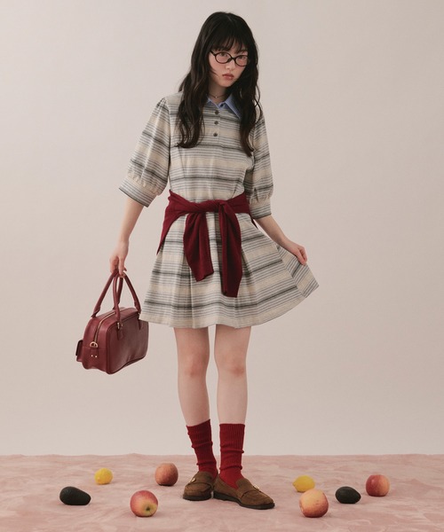 loin nuit ワンピース striped polo onepiece / ストライプポロ