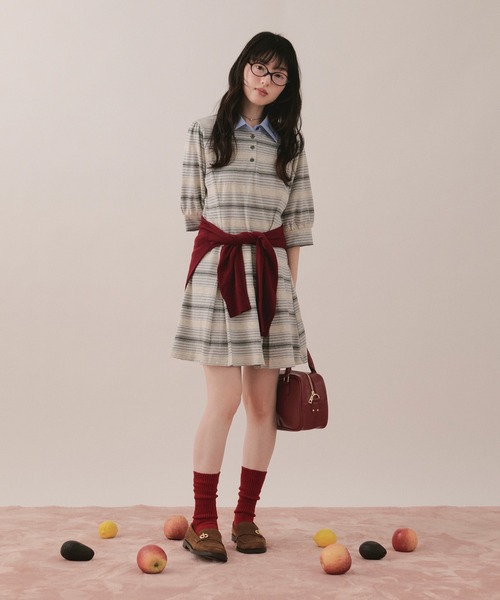 MARK & LONA ストライプポロワンピース loin nuit ワンピース striped polo onepiece / ストライプポロ