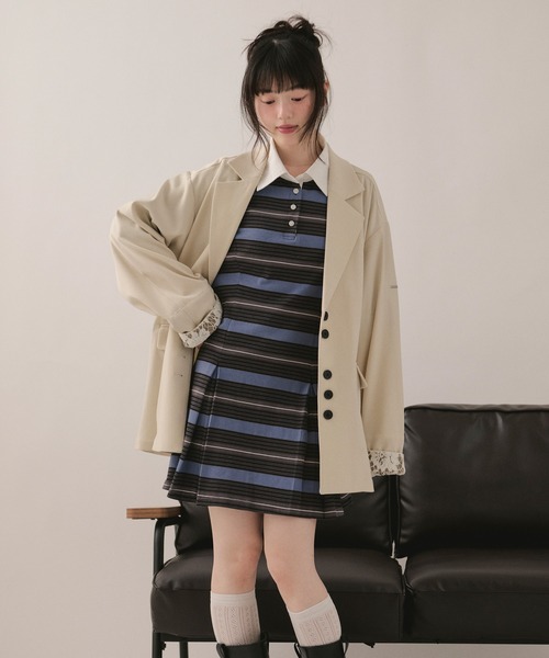 MARK & LONA ストライプポロワンピース loin nuit ワンピース 夏 半袖 striped polo onepiece / ストライプ