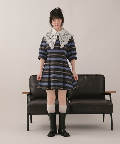 loin nuit ロワンニュイ ストライプポロワンピース loin nuit ワンピース striped polo onepiece / ストライプポロ