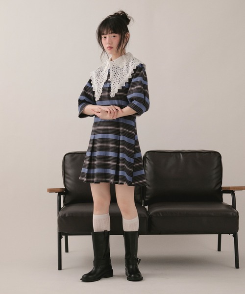 loin nuit ワンピース striped polo onepiece / ストライプポロ
