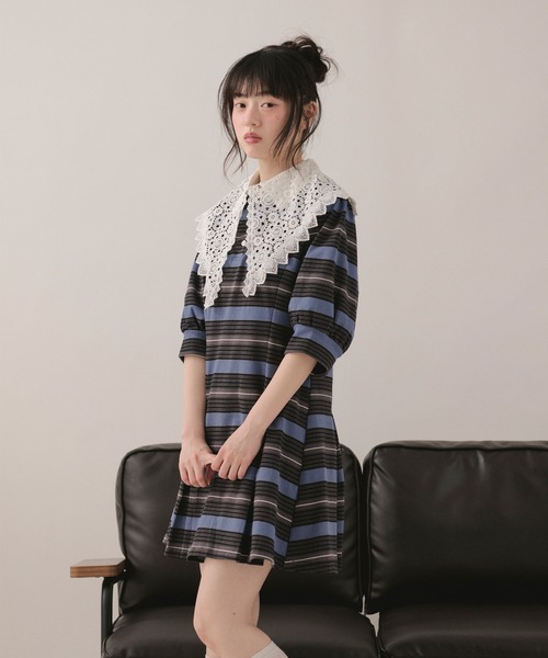 loin nuit ワンピース striped polo onepiece / ストライプポロ