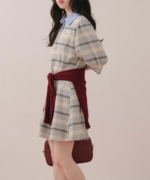 loin nuit ワンピース striped polo onepiece / ストライプポロ