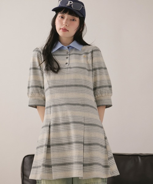 loin nuit ワンピース striped polo onepiece / ストライプポロ