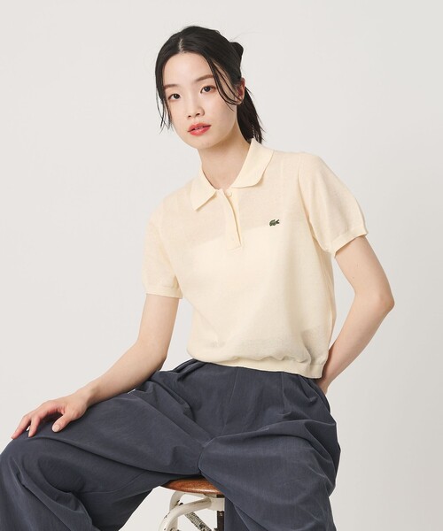 ポロシャツ ポロ 「LACOSTE」ラメニット ポロシャツ レディースの画像