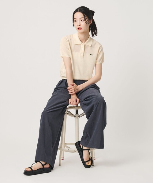 ポロシャツ ポロ 「LACOSTE」ラメニット ポロシャツ レディースの画像