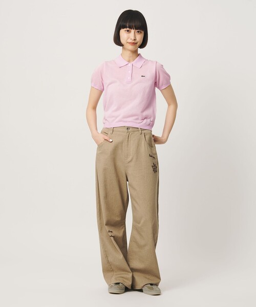 ポロシャツ ポロ 「LACOSTE」ラメニット ポロシャツ レディースの画像