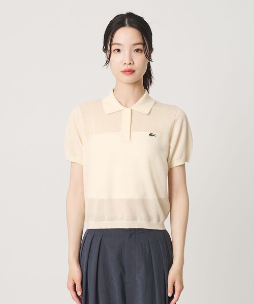 ポロシャツ ポロ 「LACOSTE」ラメニット ポロシャツ レディースの画像