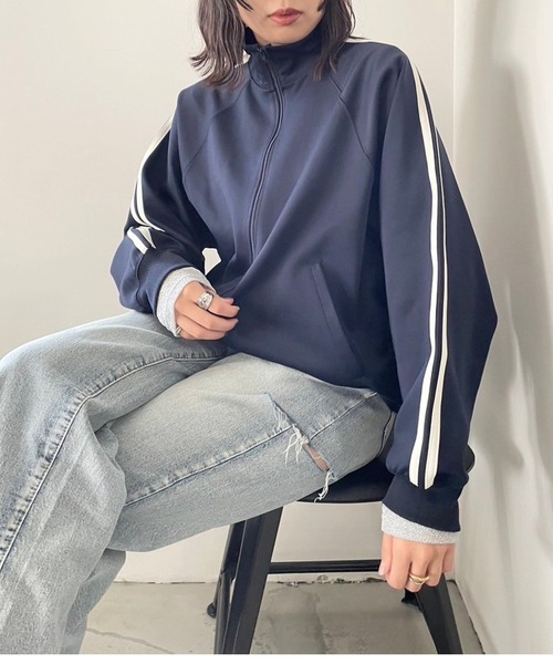 「LOWRYS FARM」 ジャージブルゾン MEDIUM ブルー レディース_画像2