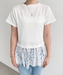 tシャツ 半袖 裾フリルレースぽこぽこカットソ...の詳細画像5