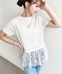 tシャツ 半袖 裾フリルレースぽこぽこカットソ...の詳細画像2