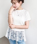 tシャツ 半袖 裾フリルレースぽこぽこカットソ...の詳細画像1