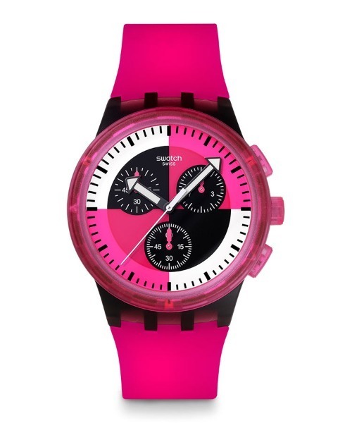 幸*9様 Swatch クォーツ 腕時計 ホワイト/ブラック Swatch（スウォッチ） 腕時計 FUCHSIA LINES レディース メンズ