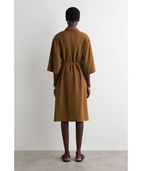 「COS」 7分袖ワンピース 32 ブラウン レディース_画像3