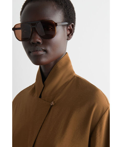 「COS」 7分袖ワンピース 32 ブラウン レディース_画像5