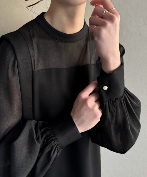 「junoah」 長袖ワンピース MEDIUM ネイビー レディース_画像2