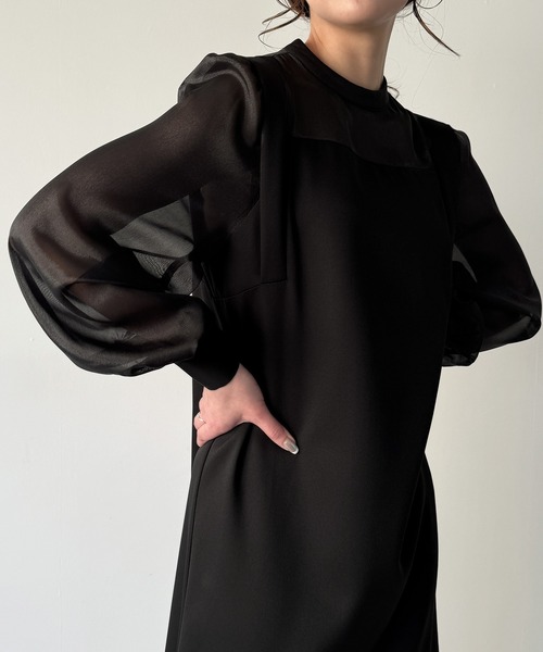「junoah」 長袖ワンピース MEDIUM ネイビー レディース_画像3