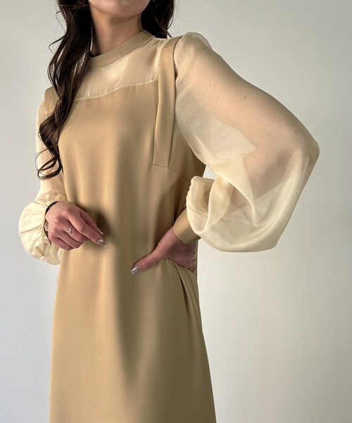 「junoah」 長袖ワンピース MEDIUM ネイビー レディース_画像4