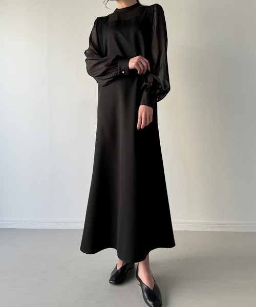 「junoah」 長袖ワンピース MEDIUM ネイビー レディース_画像6