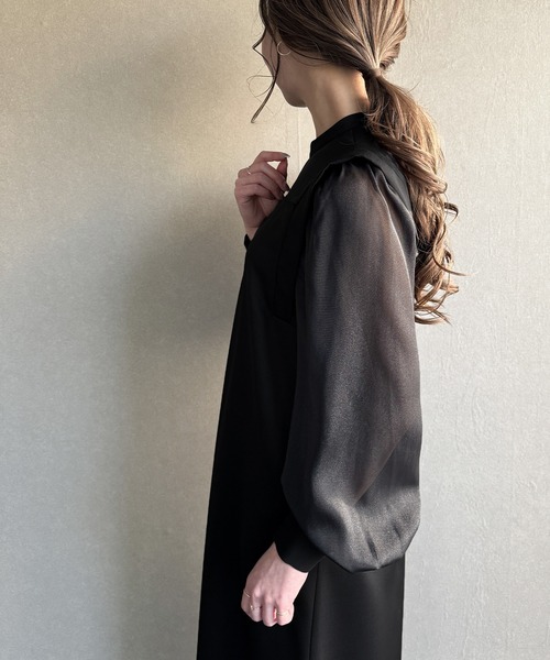 「junoah」 長袖ワンピース MEDIUM ネイビー レディース_画像7